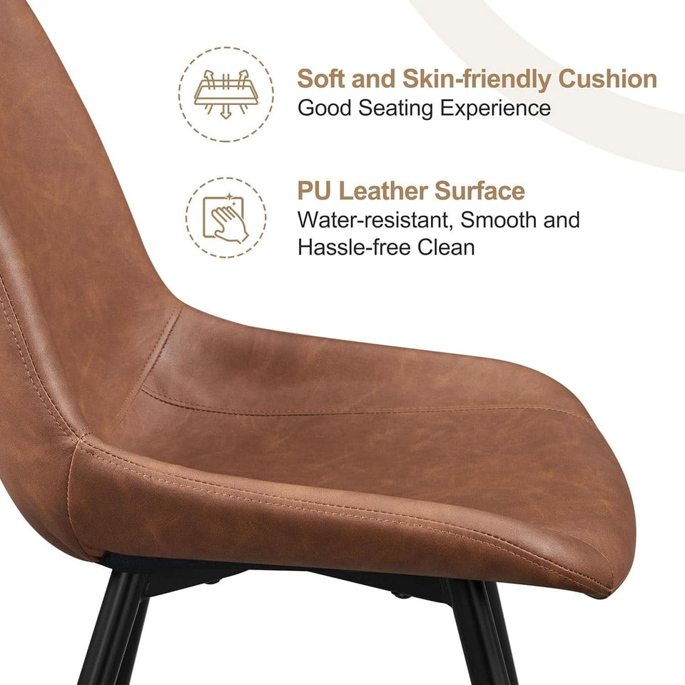 Dining Chairs Set Of 2 Brown Upholstered Faux Leather