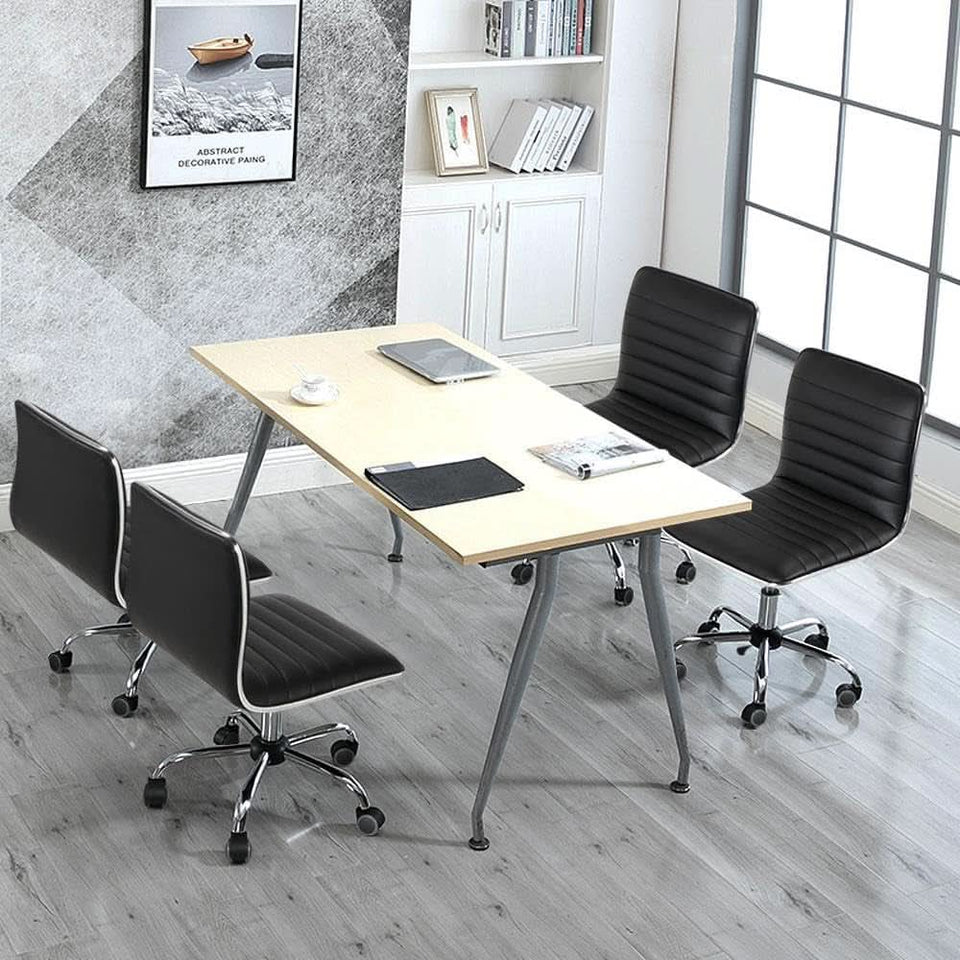 Adjustable Armless PU Leather Office Chair Swivel Black