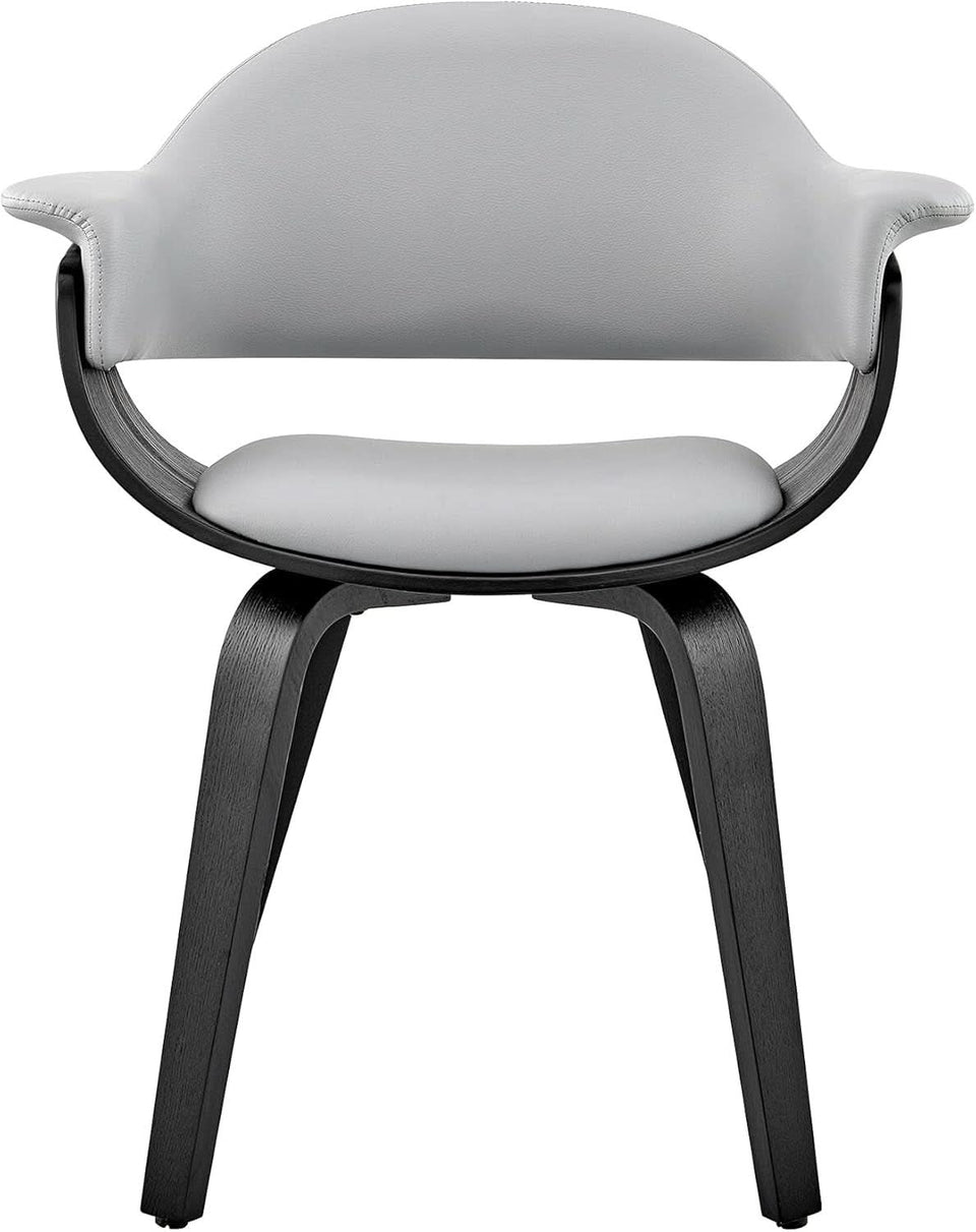 Adalyn Faux Leather Dining Room Accent Chair Gray Black Wood Base
