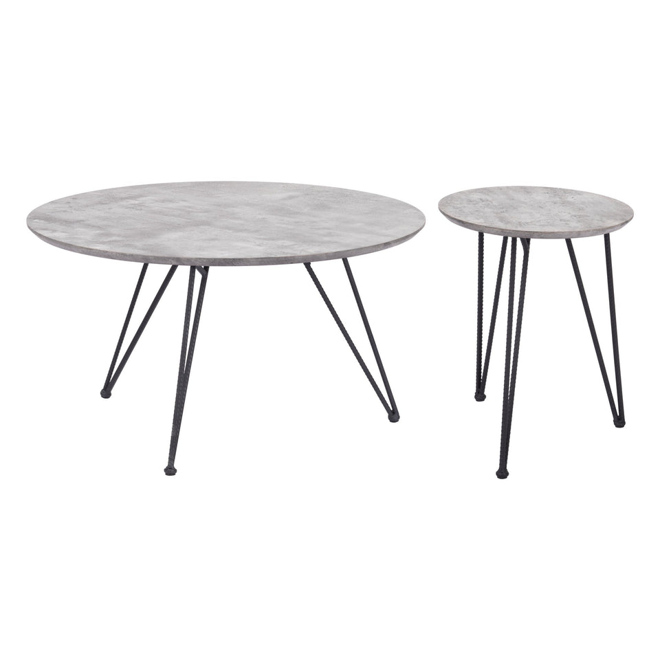 Kerris Coffee Table Set (2-Piece) Gray & Black