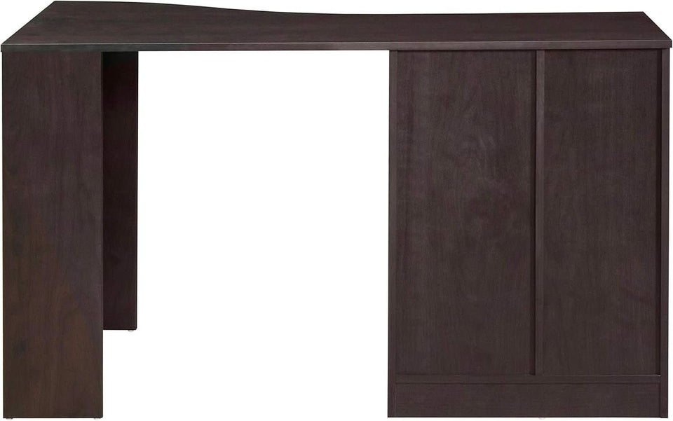 Classic Espresso Office Desk with Storage Shelves and Drawers