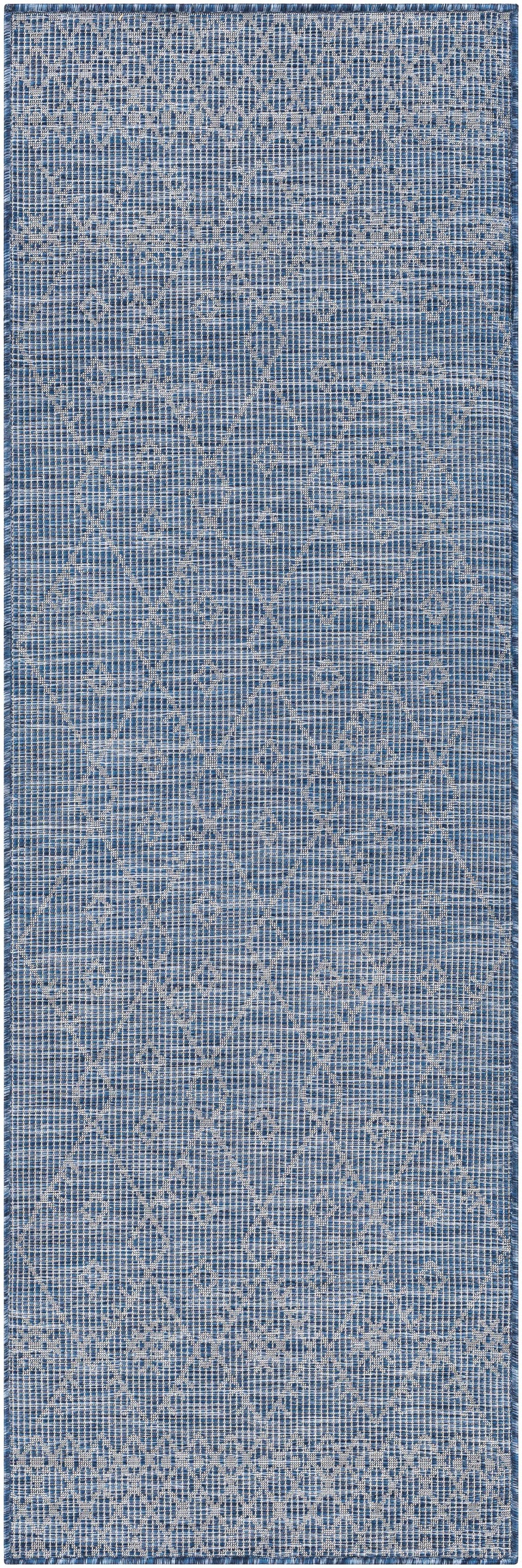 Lorena Blue Flatweave Trellis Outdoor Area Carpet - Clearance