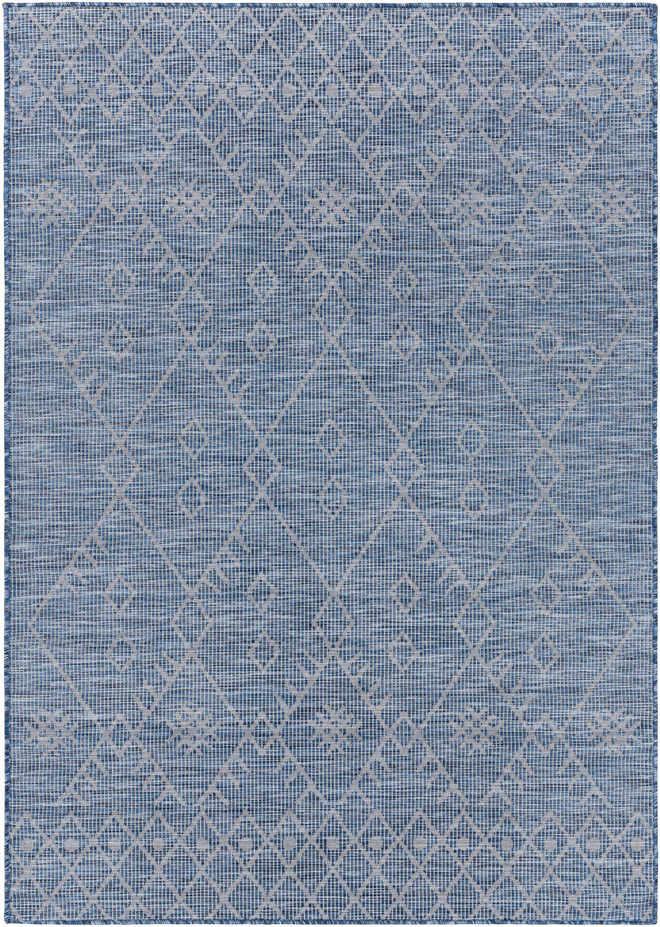 Lorena Blue Flatweave Trellis Outdoor Area Carpet - Clearance