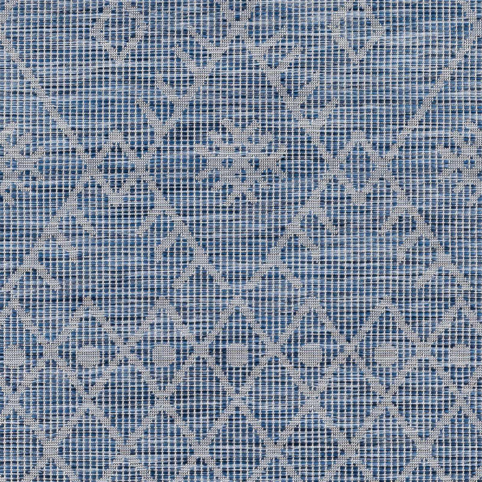 Lorena Blue Flatweave Trellis Outdoor Area Carpet - Clearance