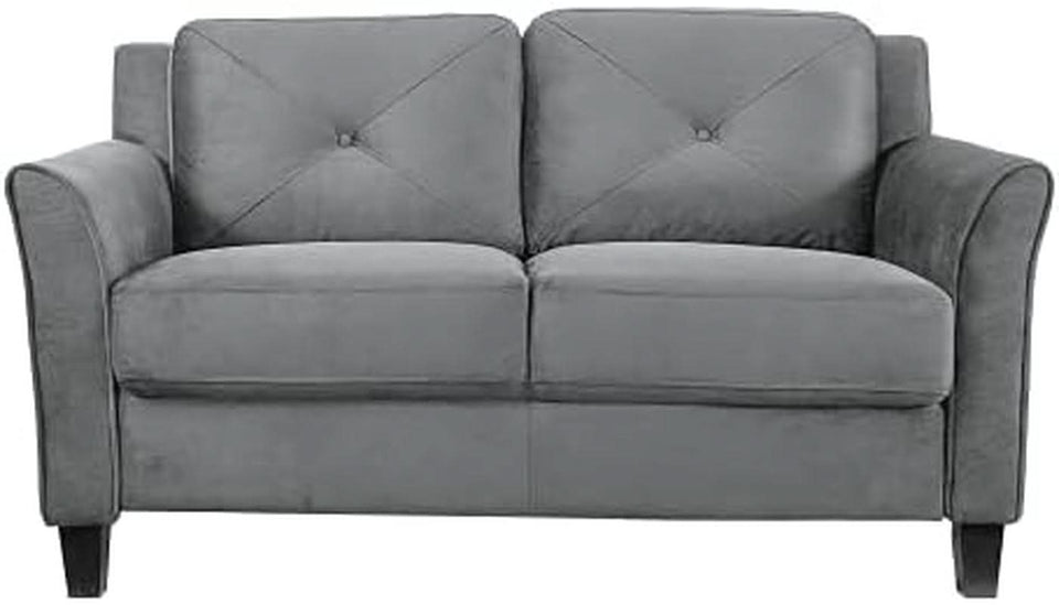 Comfortable Dark Grey Loveseat with Plush Cushions