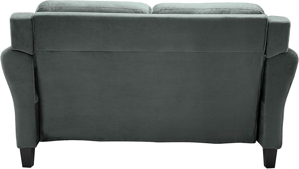 Comfortable Dark Grey Loveseat with Plush Cushions