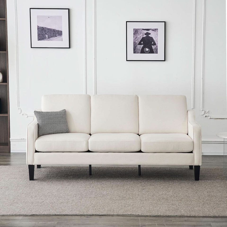 Comfy Mid Century Modern Beige Sofa for Small Spaces