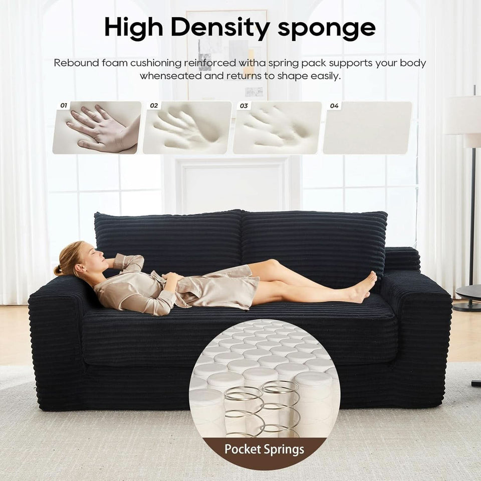 Convertible Corduroy Love Seat Sofa for Small Spaces