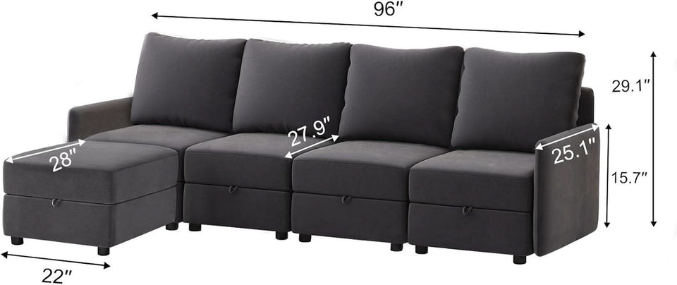 Convertible Modular Sectional Sofa with Memory Foam Comfort