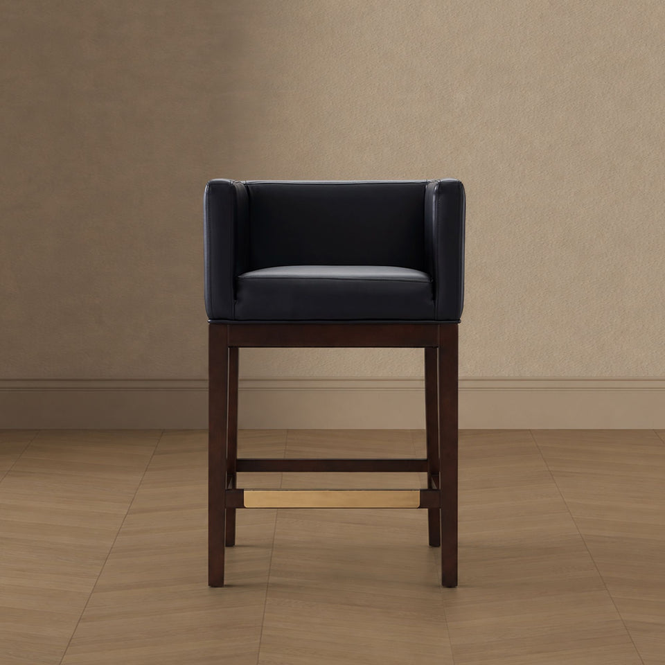 Kingsley Wood Upholstered Counter Stool in Black