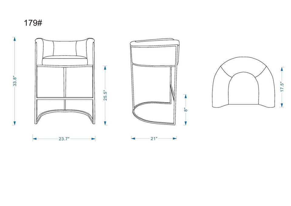 Cosmopolitan Metal Upholstered Counter Stool in Weathered Grey