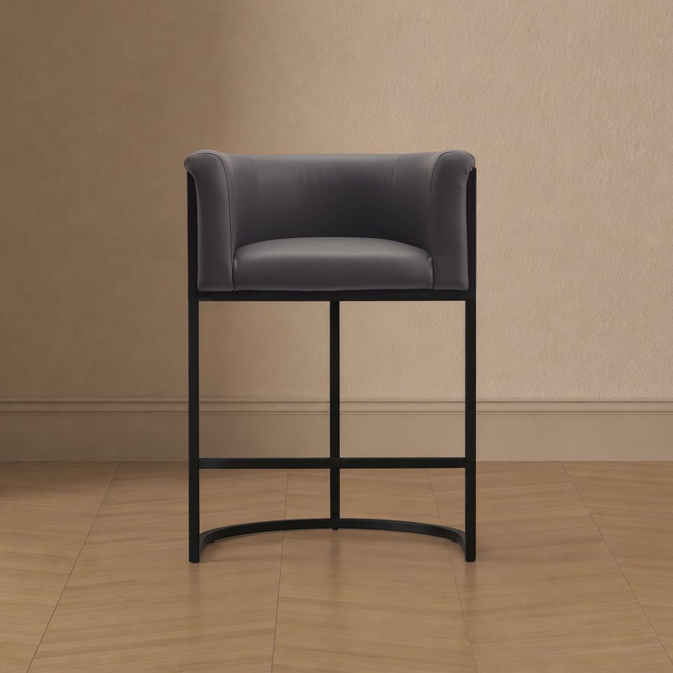 Cosmopolitan Metal Upholstered Counter Stool in Weathered Grey