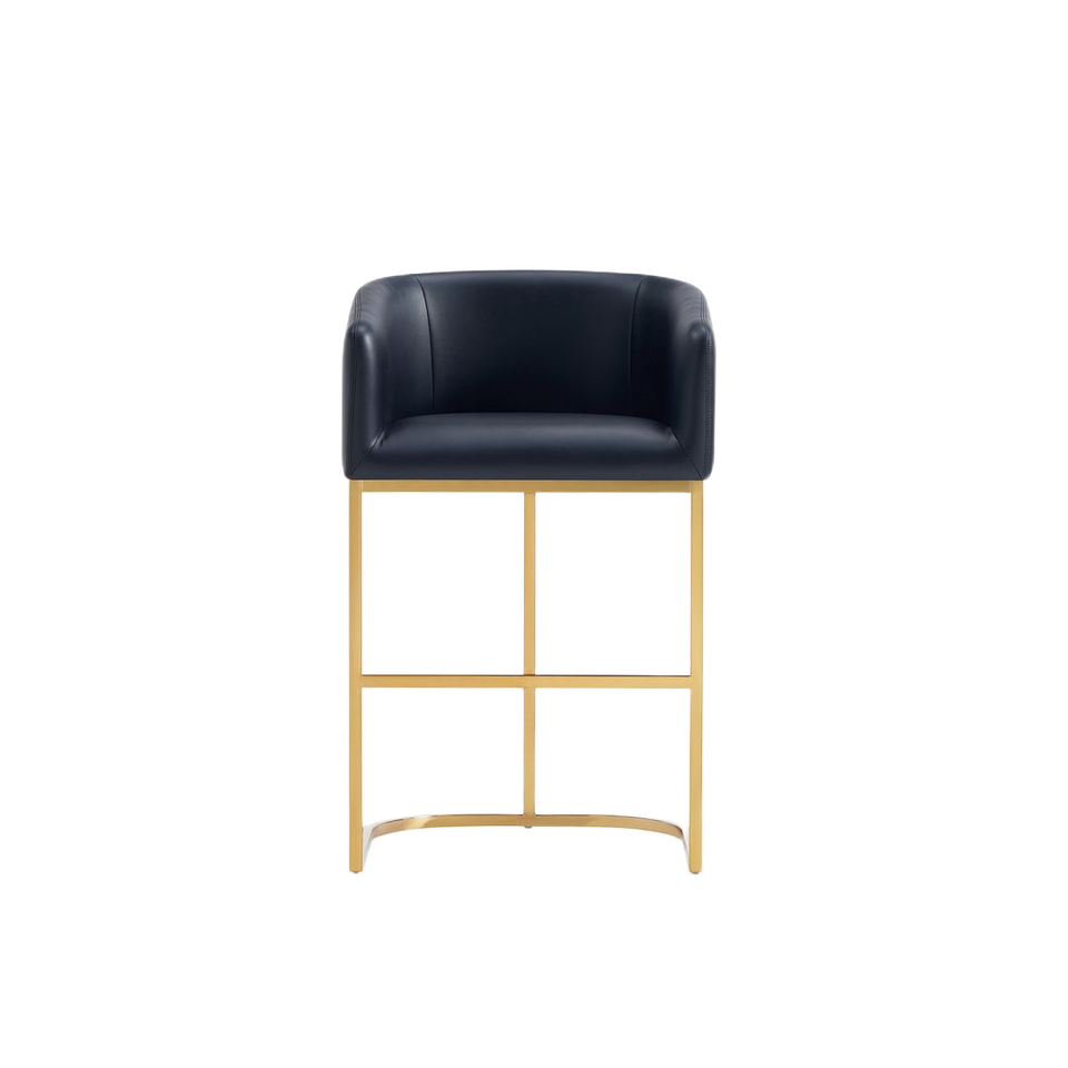 Louvre Metal Upholstered Counter Stool in Black