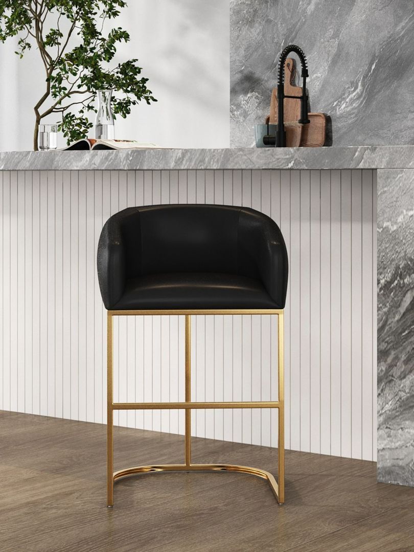 Louvre Metal Upholstered Counter Stool in Black