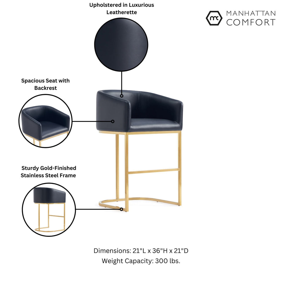 Louvre Metal Upholstered Counter Stool in Black