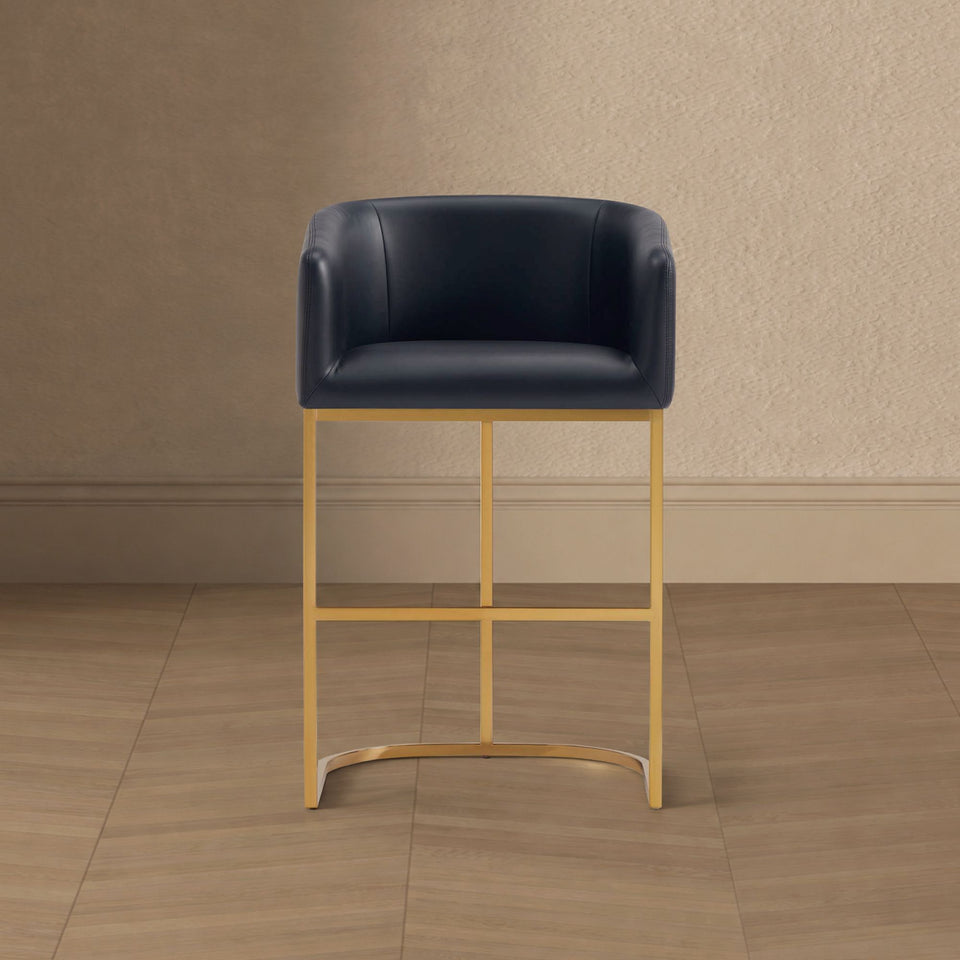 Louvre Metal Upholstered Counter Stool in Black