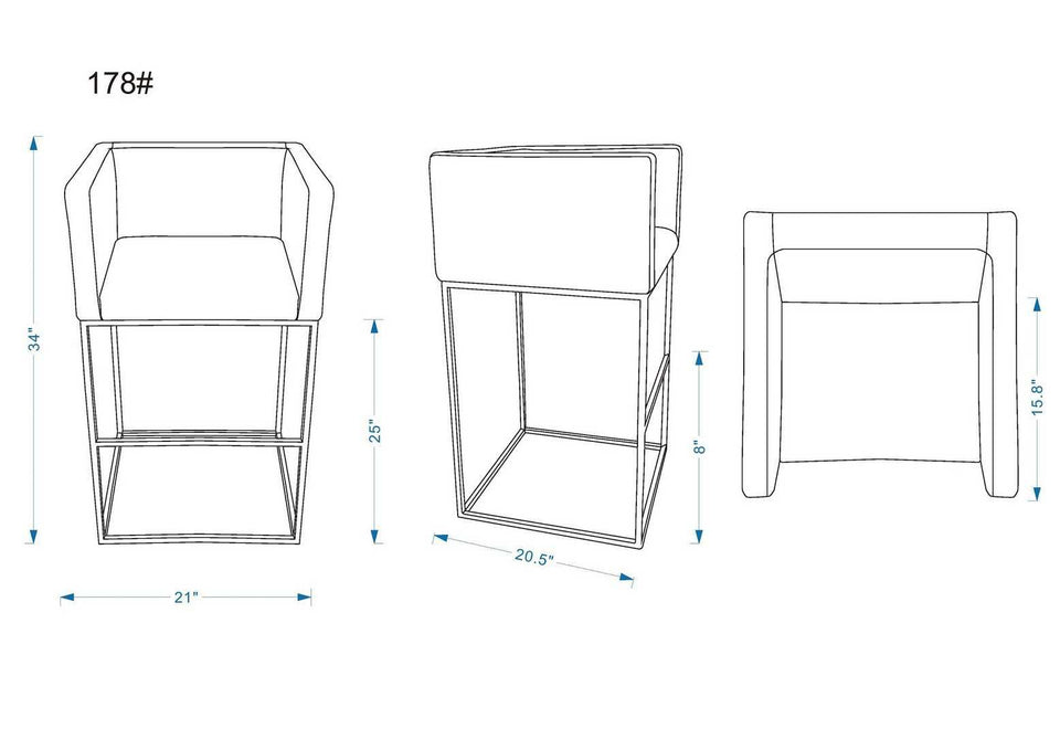 Embassy Metal Upholstered Counter Stool in Weathered Grey