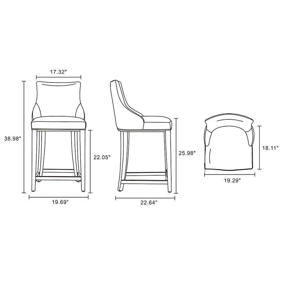 Shubert Wood Upholstered Counter Stool in Ivory