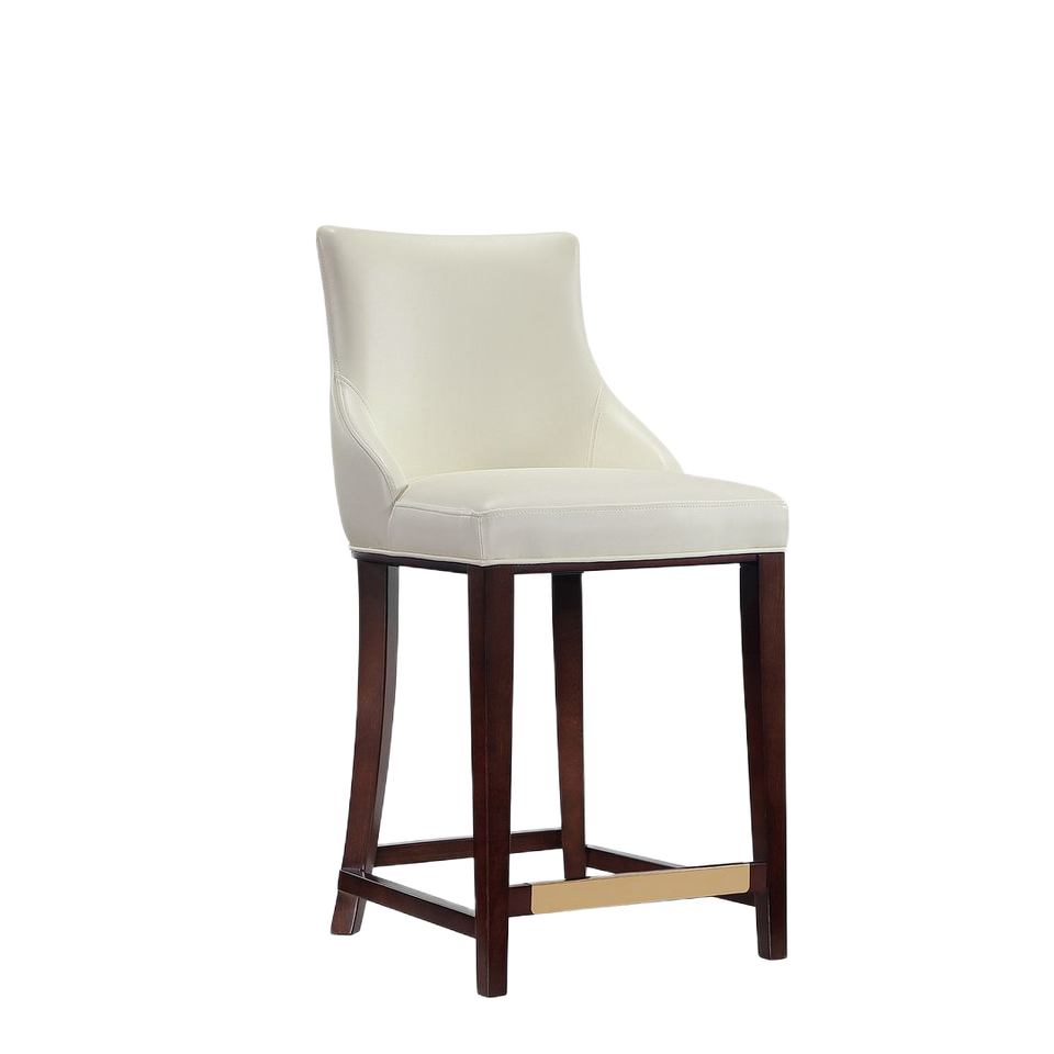 Shubert Wood Upholstered Counter Stool in Ivory