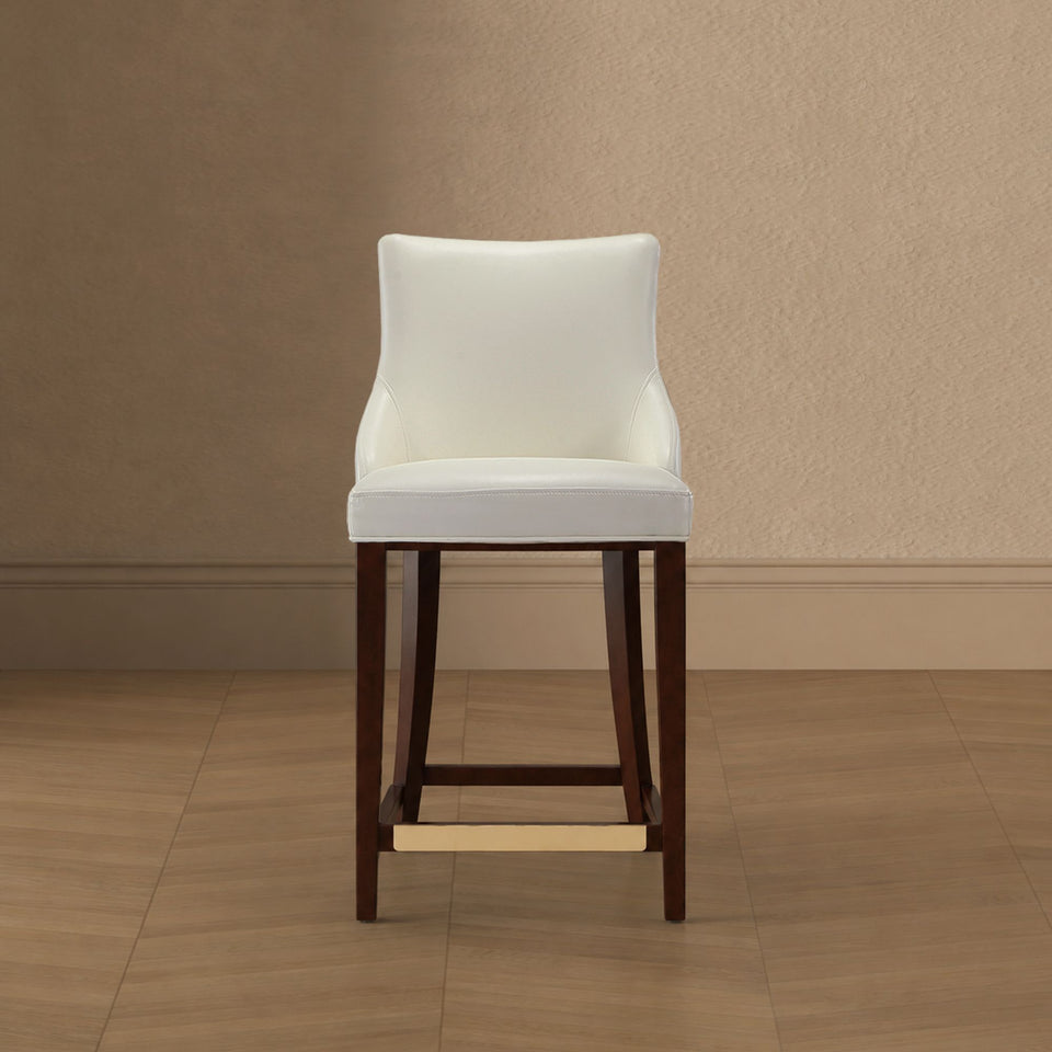 Shubert Wood Upholstered Counter Stool in Ivory