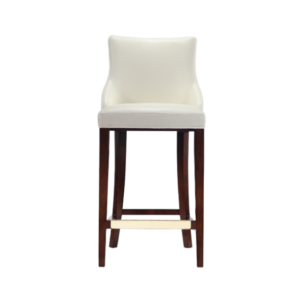Shubert Wood Upholstered Counter Stool in Ivory