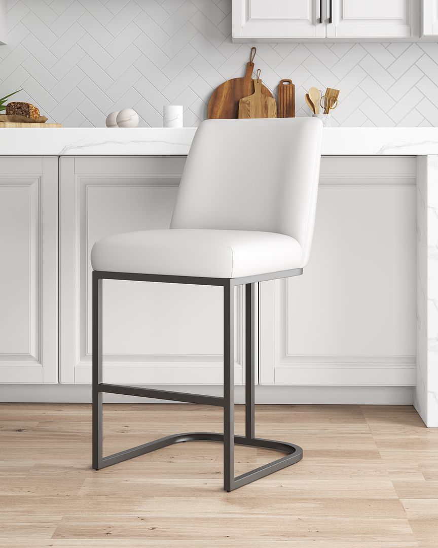 Serena Metal Upholstered Counter Stool in White