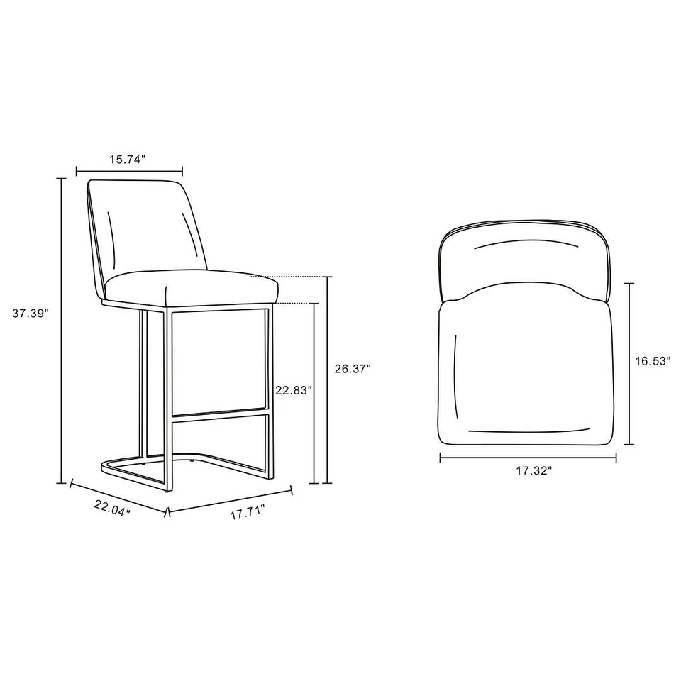 Serena Metal Upholstered Counter Stool in White