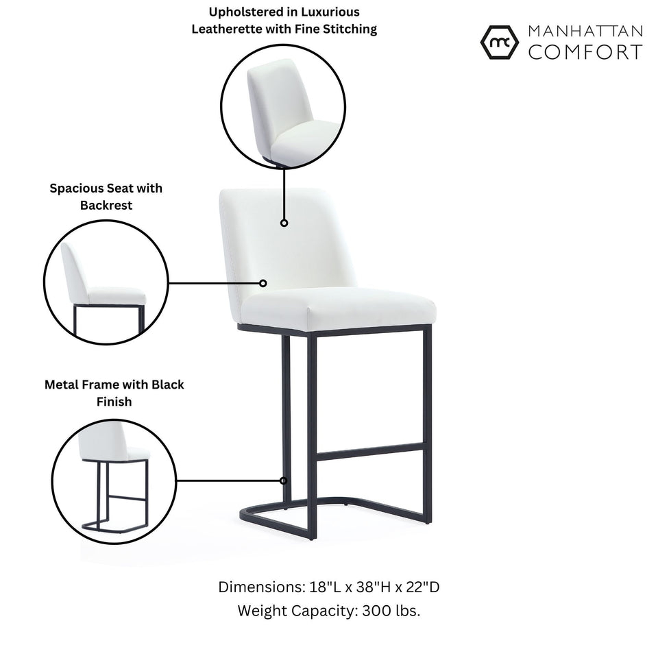 Serena Metal Upholstered Counter Stool in White