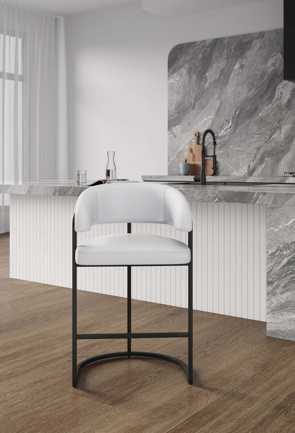 Augusta Metal Upholstered Counter Stool in White