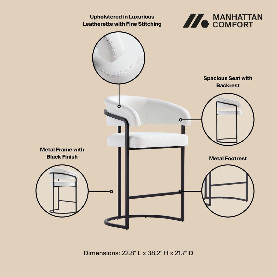 Augusta Metal Upholstered Counter Stool in White