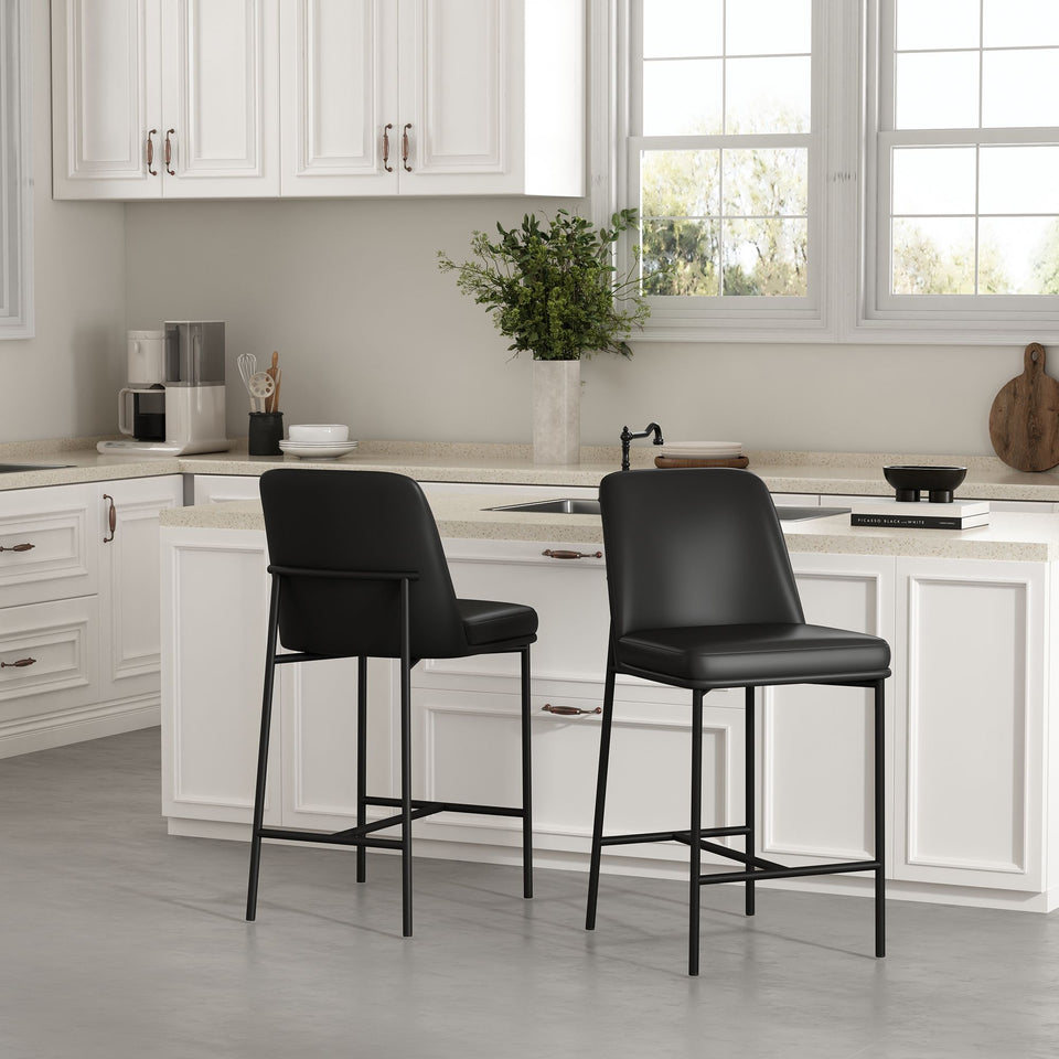 Loft Metal Vegan Leather Counter Stool (Set of 2)