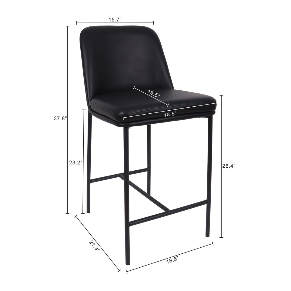 Loft Metal Vegan Leather Counter Stool (Set of 2)