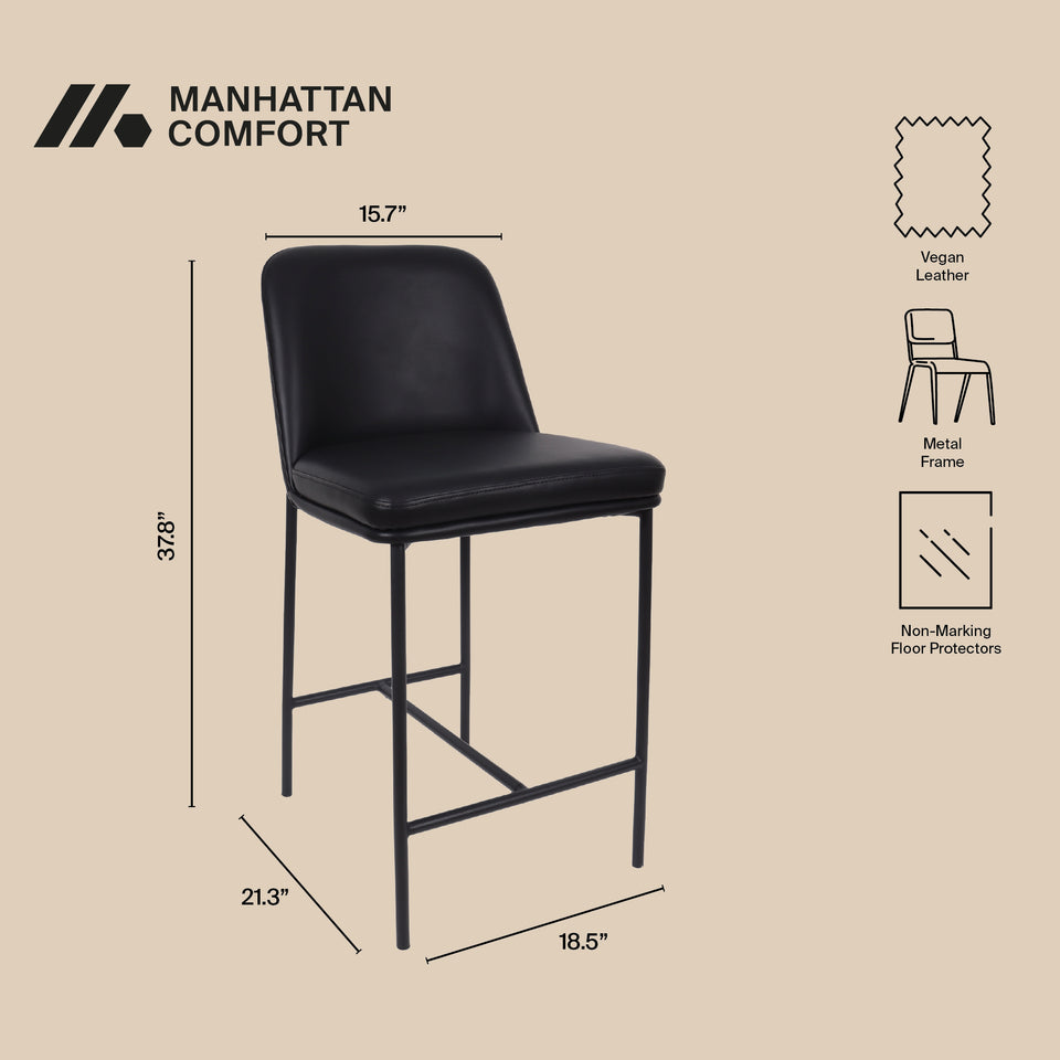 Loft Metal Vegan Leather Counter Stool (Set of 2)