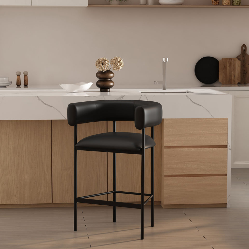 Onda Metal Vegan Leather Counter Stool