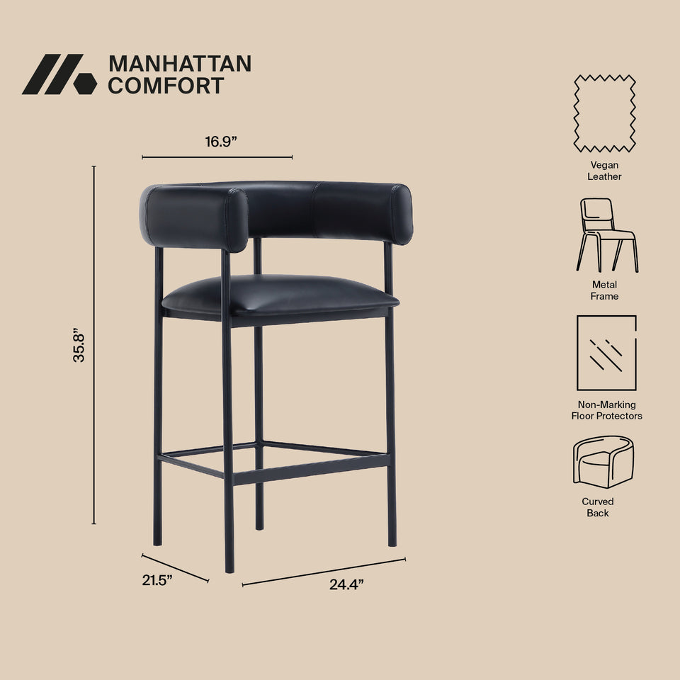 Onda Metal Vegan Leather Counter Stool