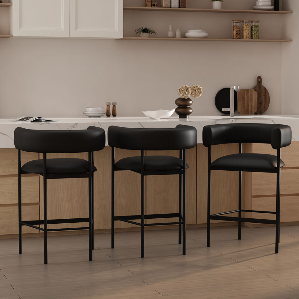 Onda Metal Vegan Leather Counter Stool