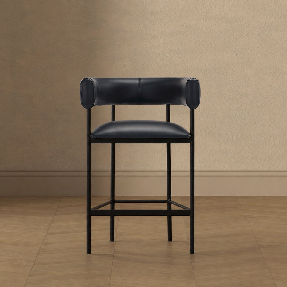 Onda Metal Vegan Leather Counter Stool