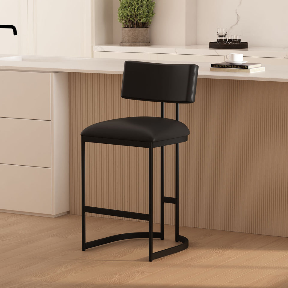 Juno Metal Vegan Leather Counter Stool