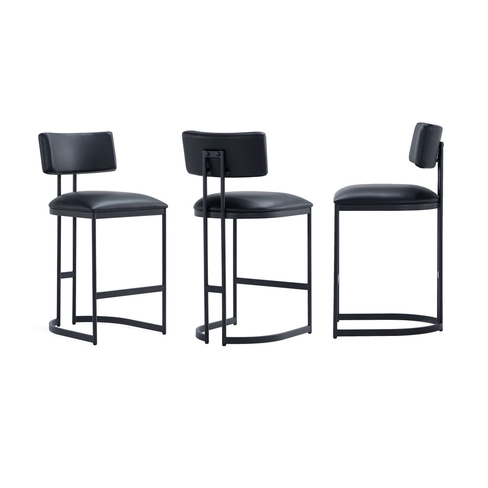 Juno Metal Vegan Leather Counter Stool