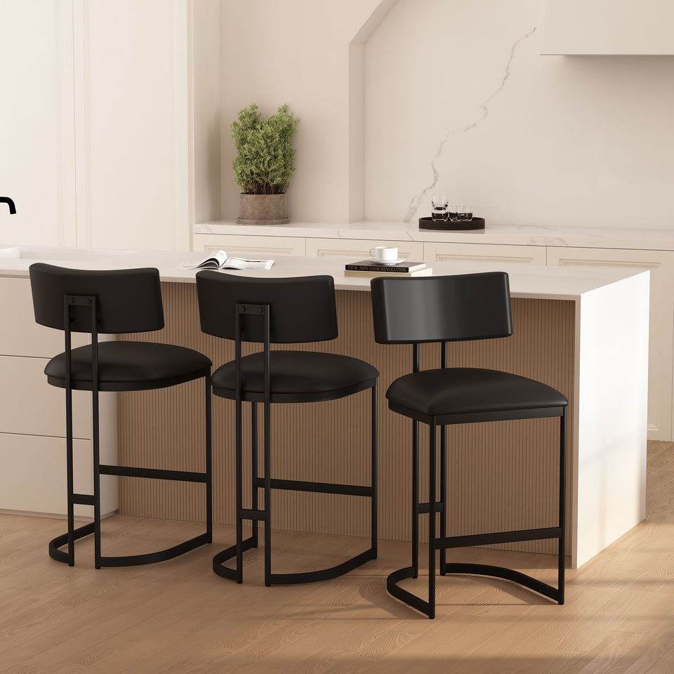Juno Metal Vegan Leather Counter Stool