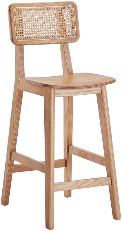 Versailles Cane Back Wood Counter Stool in Natural