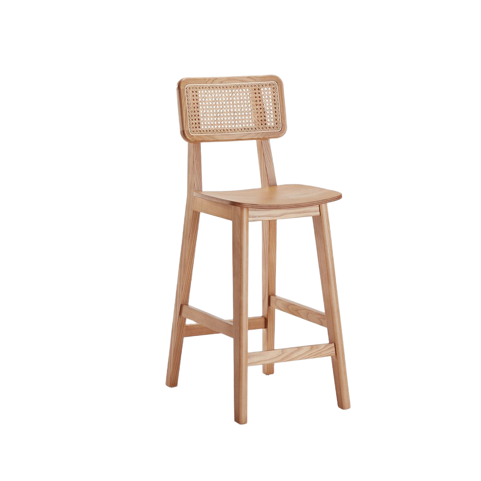 Versailles Cane Back Wood Counter Stool in Natural