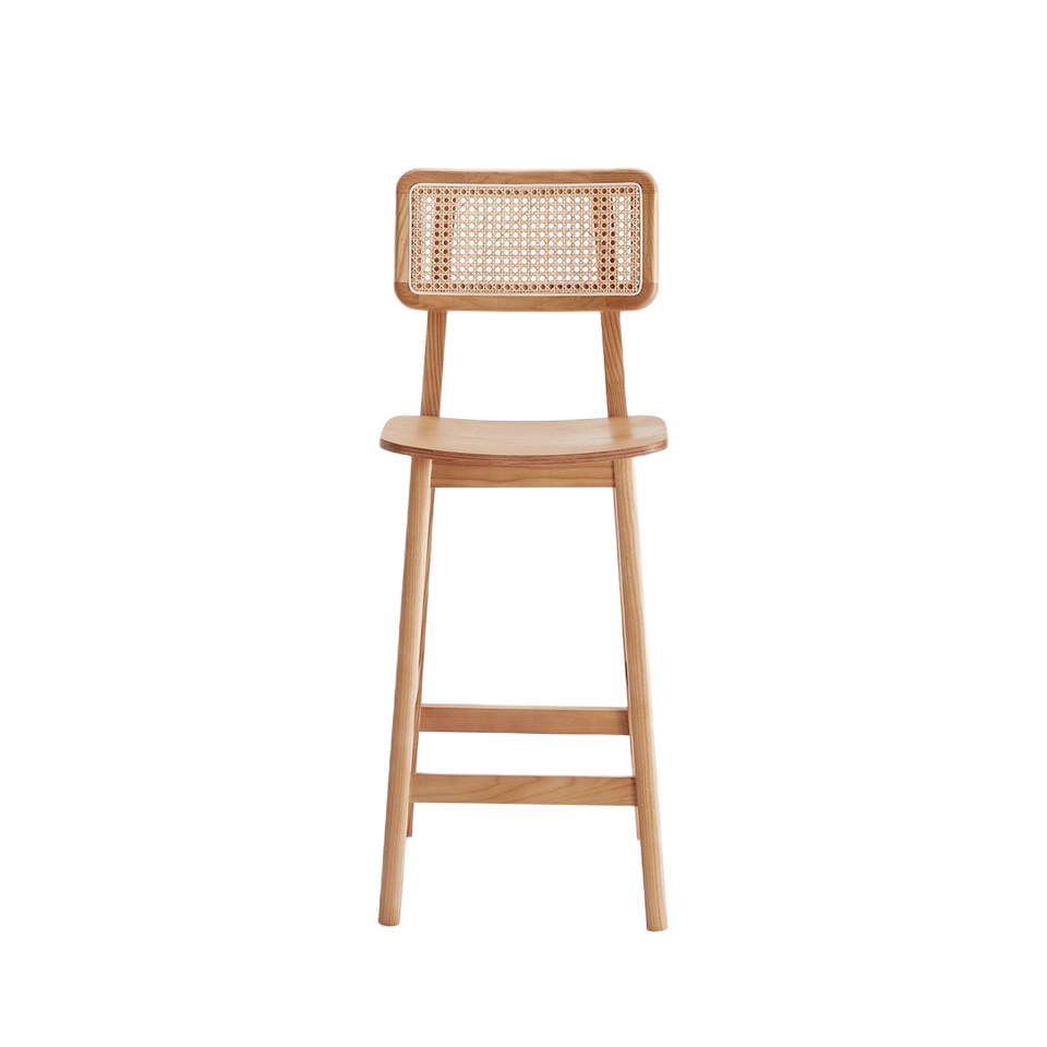 Versailles Cane Back Wood Counter Stool in Natural