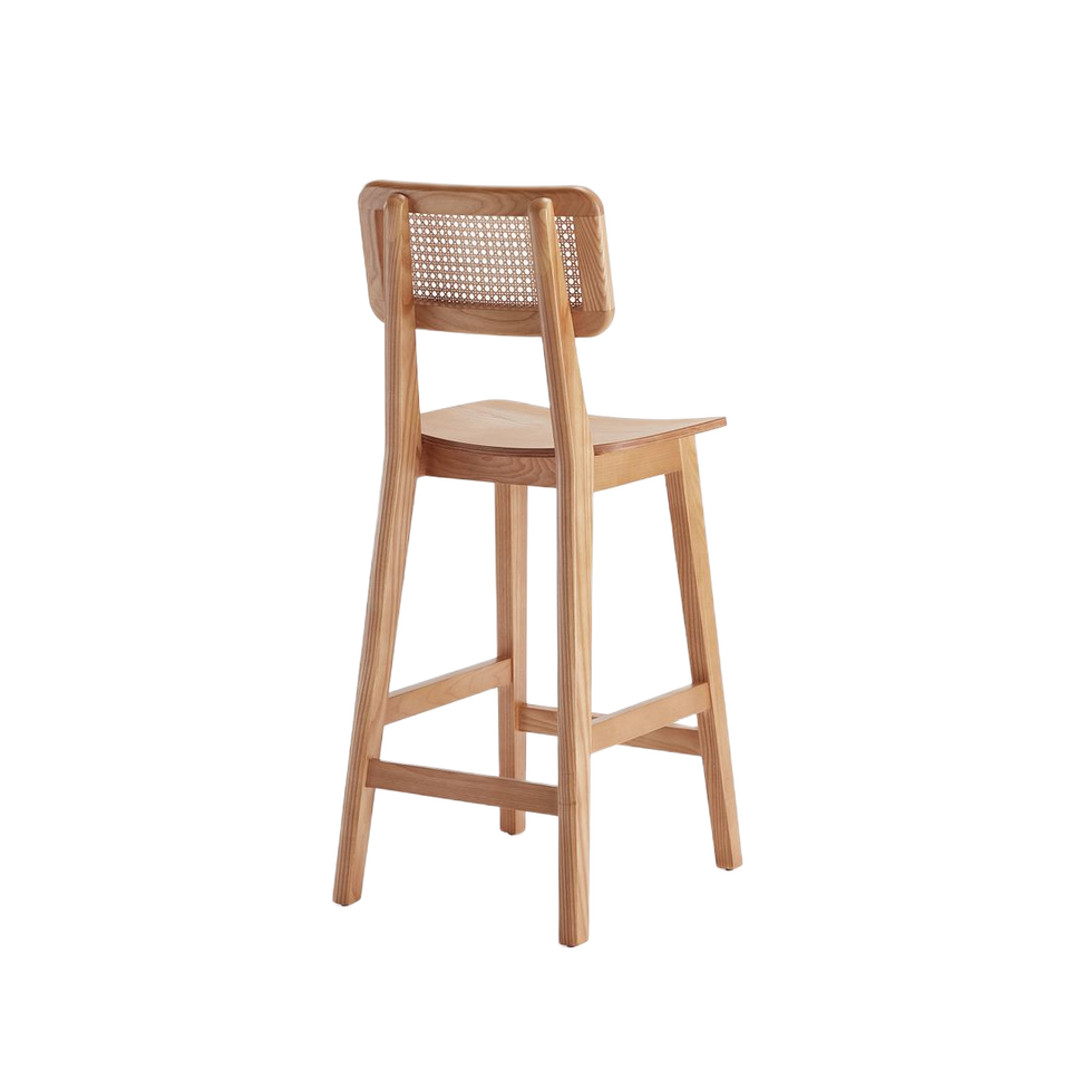 Versailles Cane Back Wood Counter Stool in Natural