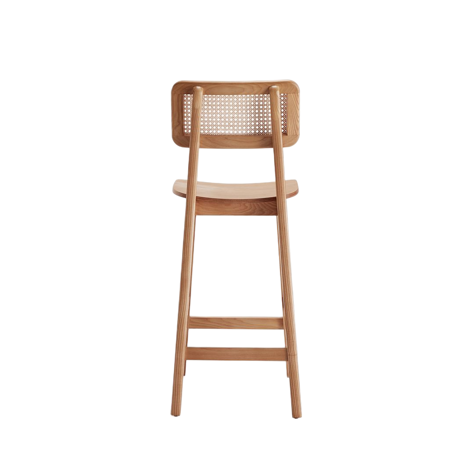 Versailles Cane Back Wood Counter Stool in Natural