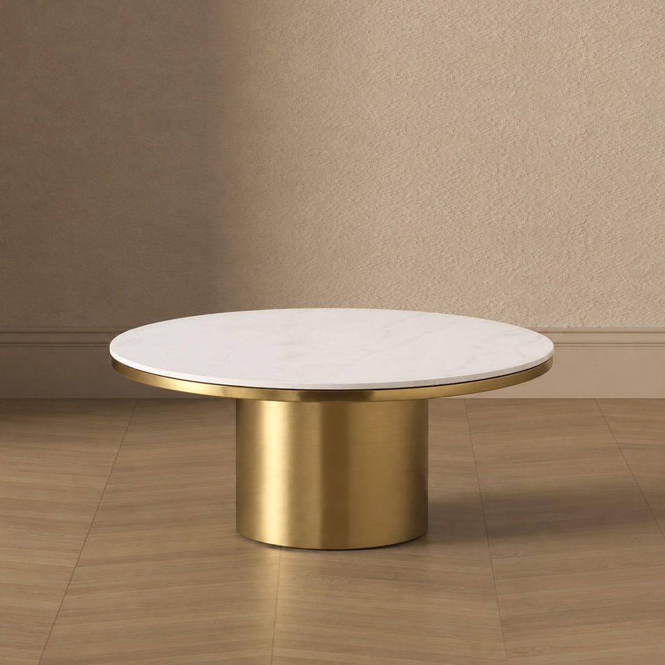 Glenn Sintered Stone Top Coffee Table in Gold