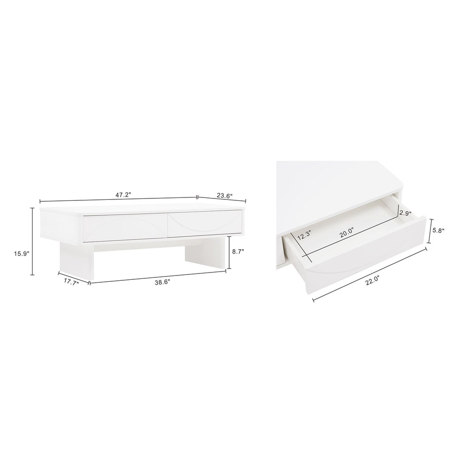 Ella 47" Coffee Table in White