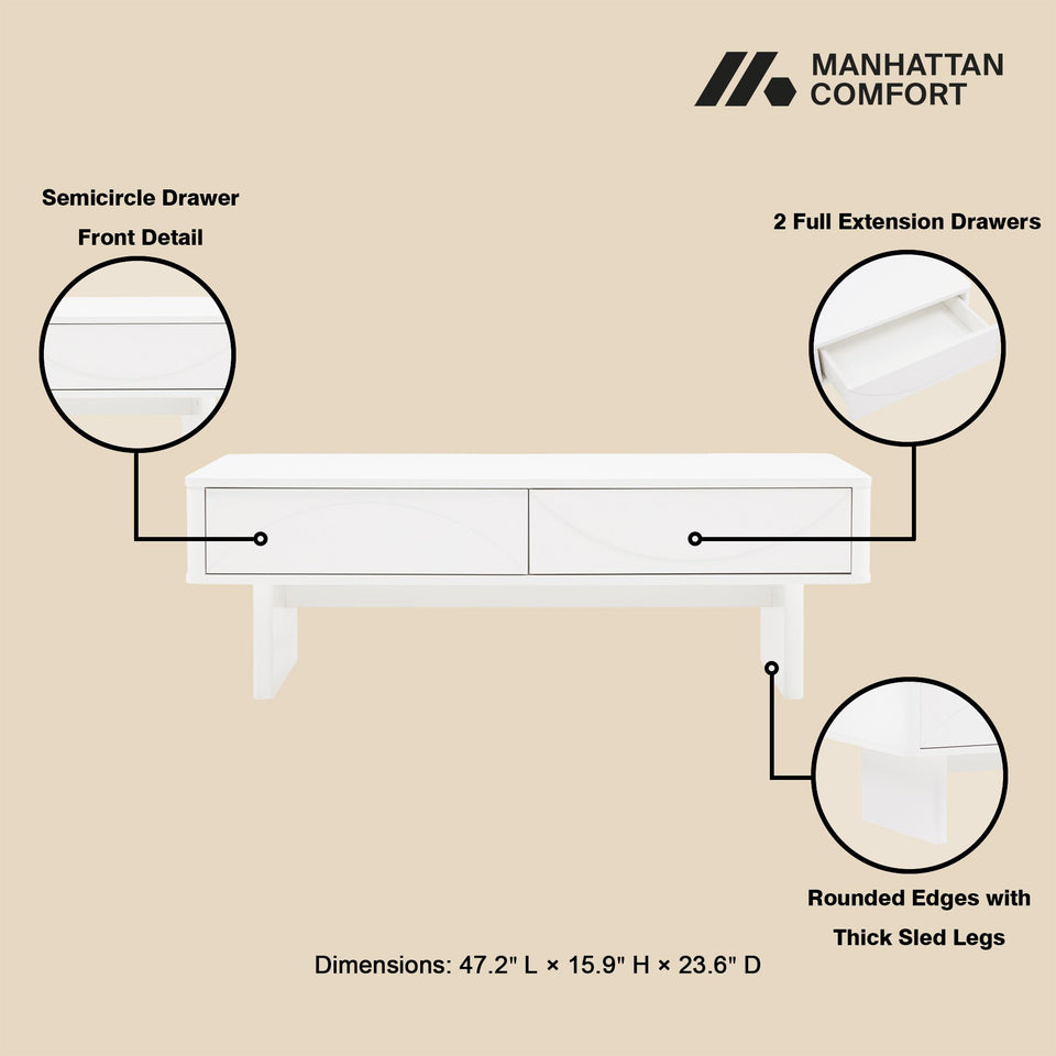 Ella 47" Coffee Table in White
