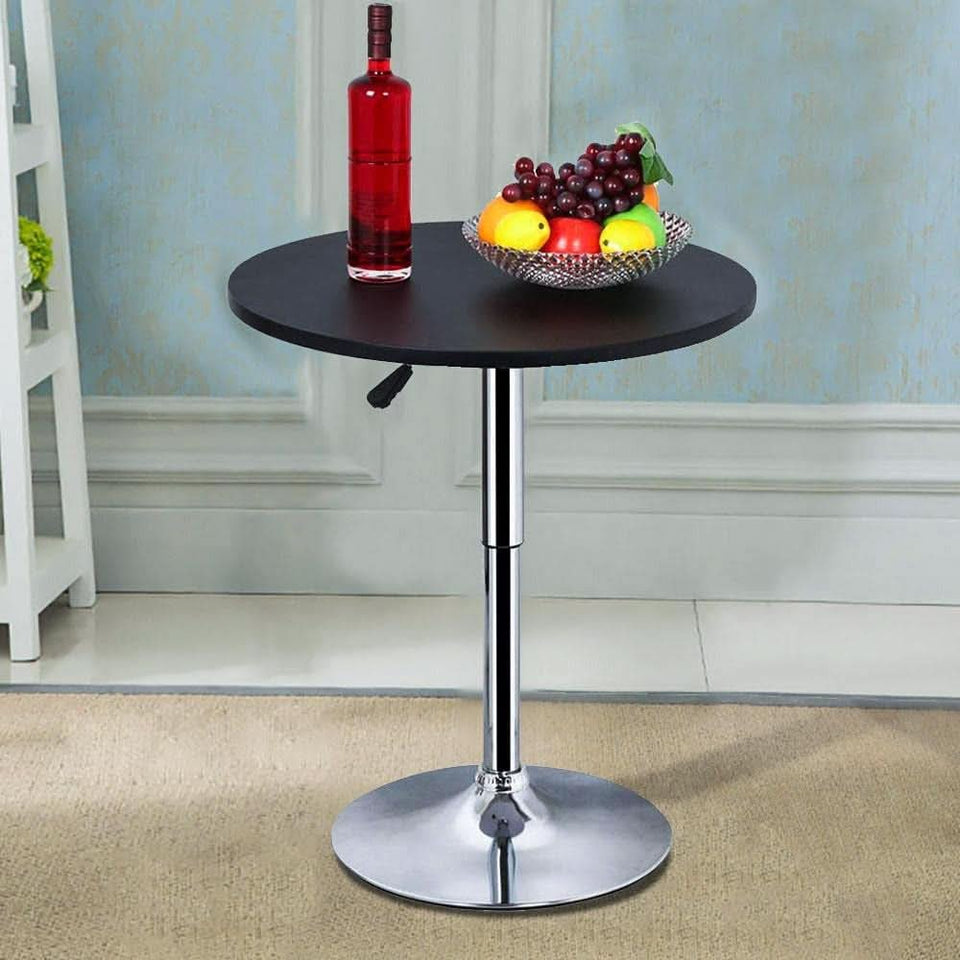 Black Bar Table With 360 Degree Swivel MDF Top Round
