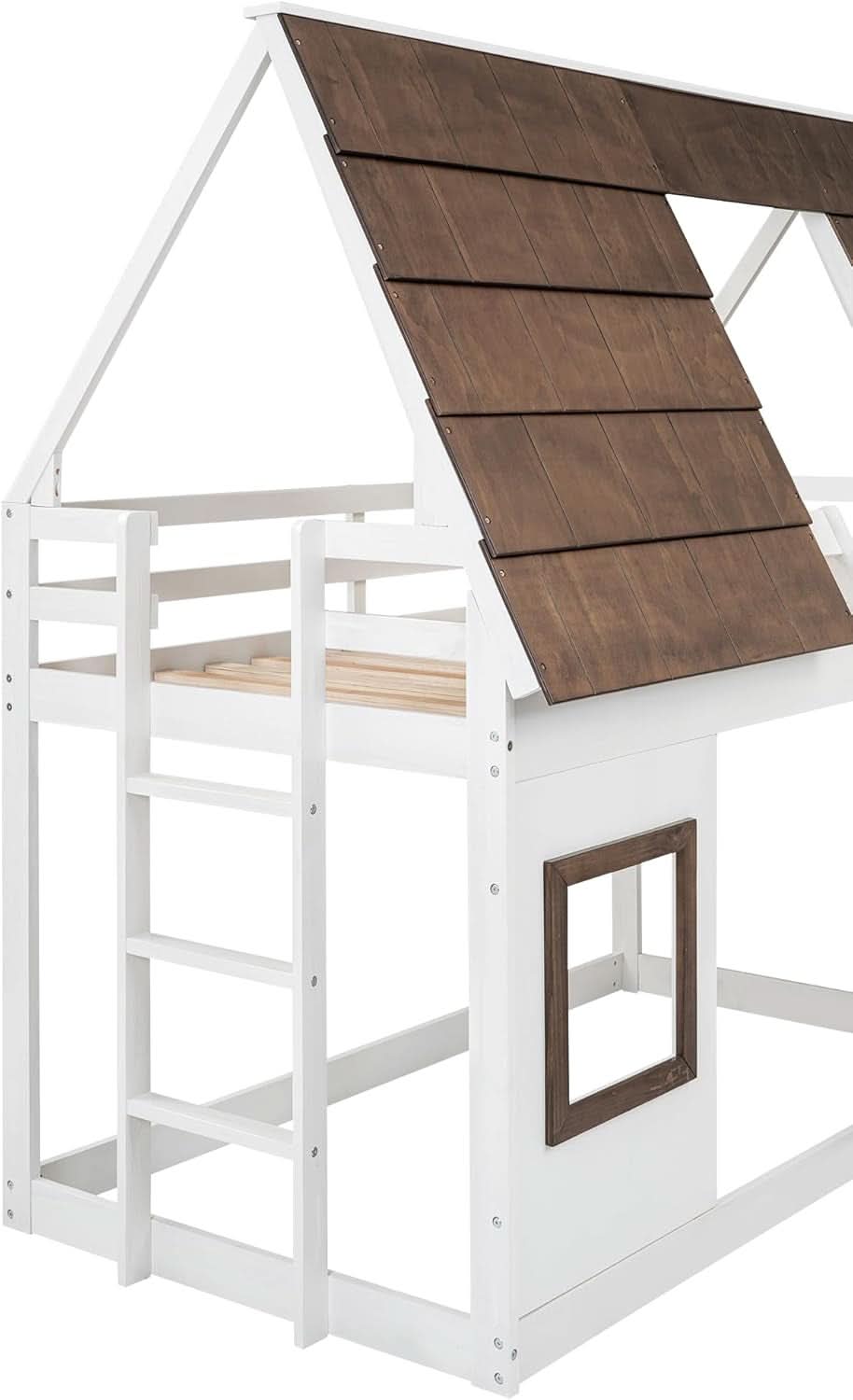 White+Brown twin over twin bunk bed - additional view 9